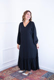 Vestido Rafaela - Longuete com Babado Gola V em Viscolinho - Naguirre Shop