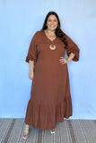 Vestido Rafaela - Longuete com Babado Gola V em Viscolinho - Naguirre Shop