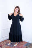 Vestido Rafaela - Longuete com Babado Gola V em Viscolinho - Naguirre Shop