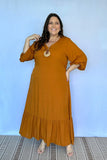 Vestido Rafaela - Longuete com Babado Gola V em Viscolinho - Naguirre Shop