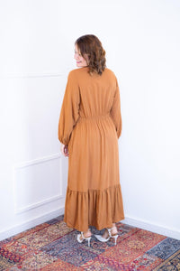 Vestido Rafaela - Longuete com Babado Gola V em Viscolinho - Naguirre Shop