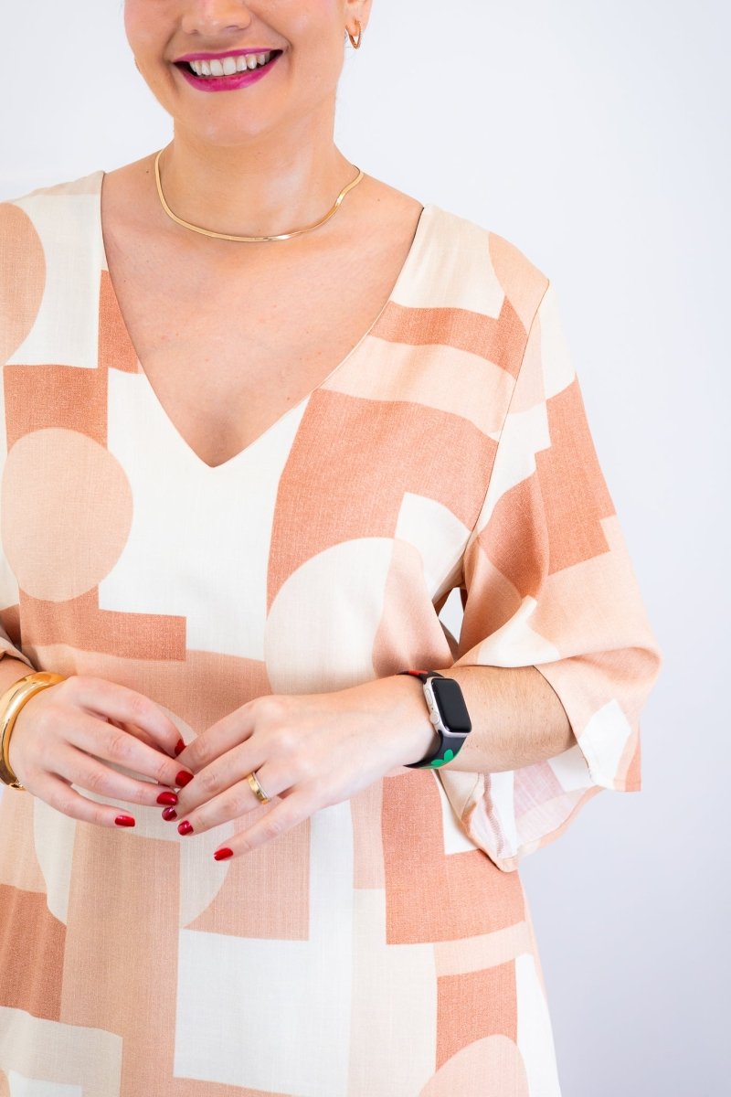 Vestido Sabrina - Decote V Manga Morcego em Viscolinho - Naguirre Shop