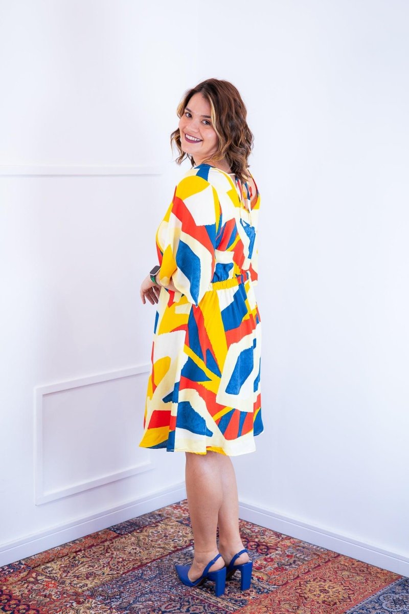 Vestido Sabrina - Decote V Manga Morcego em Viscolinho - Naguirre Shop