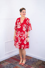 Vestido Sabrina - Decote V Manga Morcego em Viscolinho - Naguirre Shop