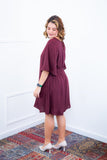 Vestido Sabrina - Decote V Manga Morcego em Viscolinho - Naguirre Shop
