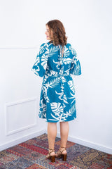 Vestido Sabrina - Decote V Manga Morcego em Viscolinho - Naguirre Shop