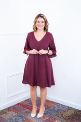 Vestido Sabrina - Decote V Manga Morcego em Viscolinho - Naguirre Shop