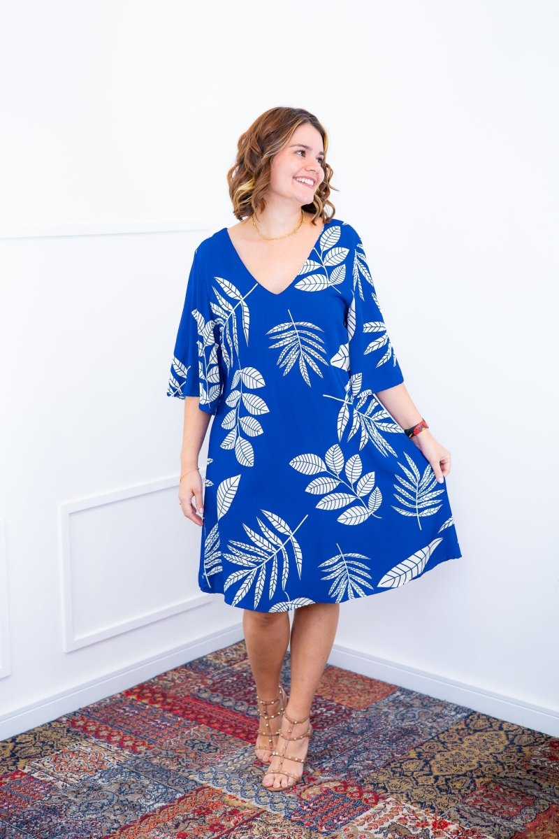 Vestido Sabrina - Decote V Manga Morcego em Viscolinho - Naguirre Shop