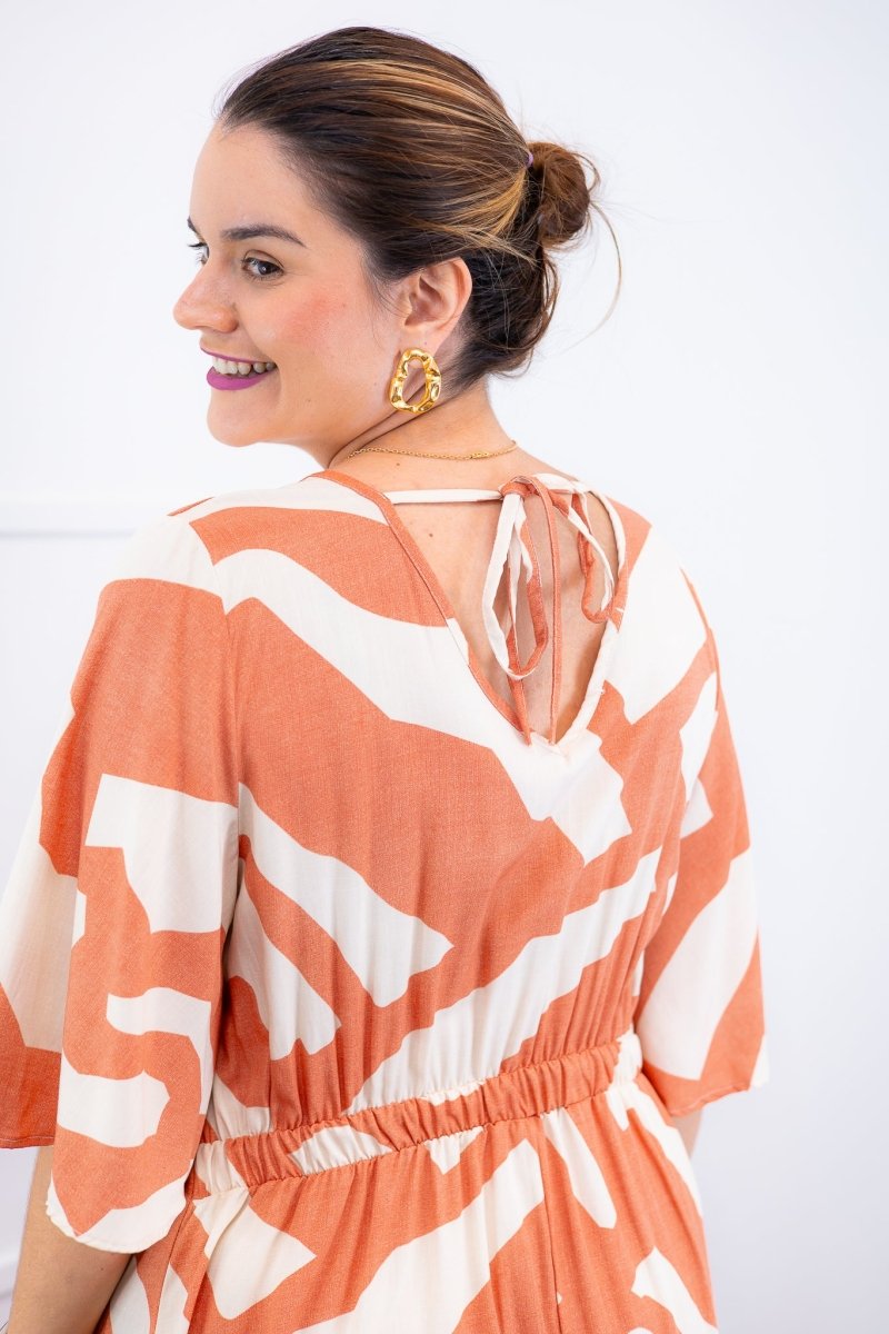Vestido Sabrina - Decote V Manga Morcego em Viscolinho - Naguirre Shop