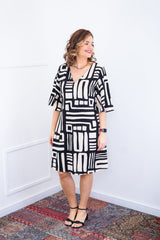 Vestido Sabrina - Decote V Manga Morcego em Viscolinho - Naguirre Shop