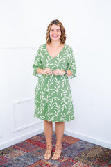 Vestido Sabrina - Decote V Manga Morcego em Viscolinho - Naguirre Shop