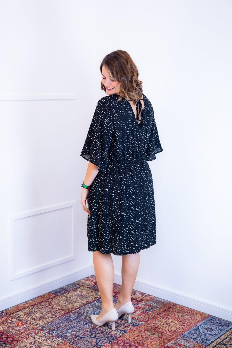 Vestido Sabrina - Decote V Manga Morcego em Viscolinho - Naguirre Shop