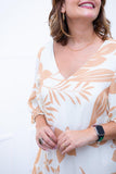 Vestido Sabrina - Decote V Manga Morcego em Viscolinho - Naguirre Shop