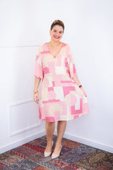 Vestido Sabrina - Decote V Manga Morcego em Viscolinho - Naguirre Shop