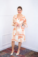 Vestido Sabrina - Decote V Manga Morcego em Viscolinho - Naguirre Shop