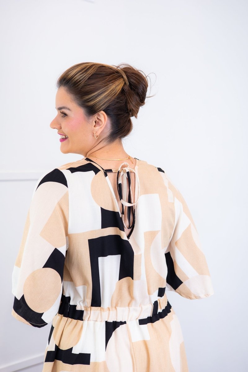 Vestido Sabrina - Decote V Manga Morcego em Viscolinho - Naguirre Shop