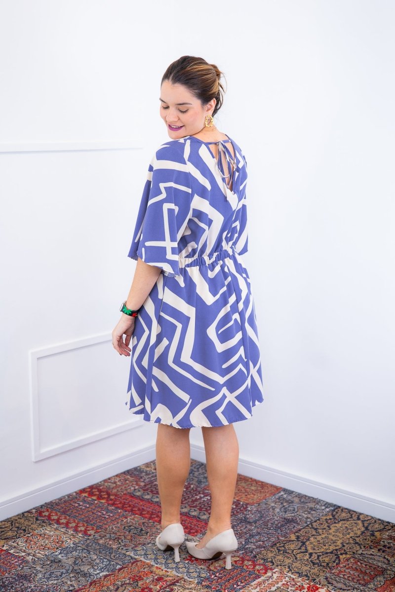 Vestido Sabrina - Decote V Manga Morcego em Viscolinho - Naguirre Shop