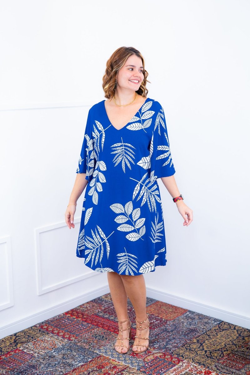 Vestido Sabrina - Decote V Manga Morcego em Viscolinho - Naguirre Shop