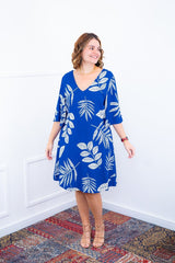 Vestido Sabrina - Decote V Manga Morcego em Viscolinho - Naguirre Shop