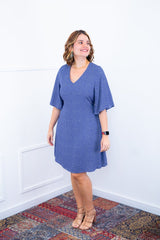 Vestido Sabrina - Decote V Manga Morcego em Viscolinho - Naguirre Shop