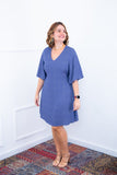 Vestido Sabrina - Decote V Manga Morcego em Viscolinho - Naguirre Shop