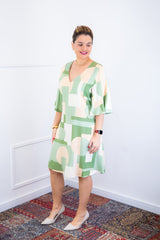 Vestido Sabrina - Decote V Manga Morcego em Viscolinho - Naguirre Shop