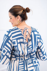 Vestido Sabrina - Decote V Manga Morcego em Viscolinho - Naguirre Shop
