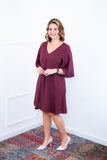 Vestido Sabrina - Decote V Manga Morcego em Viscolinho - Naguirre Shop