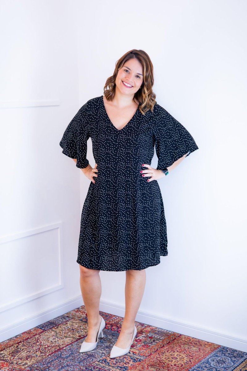 Vestido Sabrina - Decote V Manga Morcego em Viscolinho - Naguirre Shop