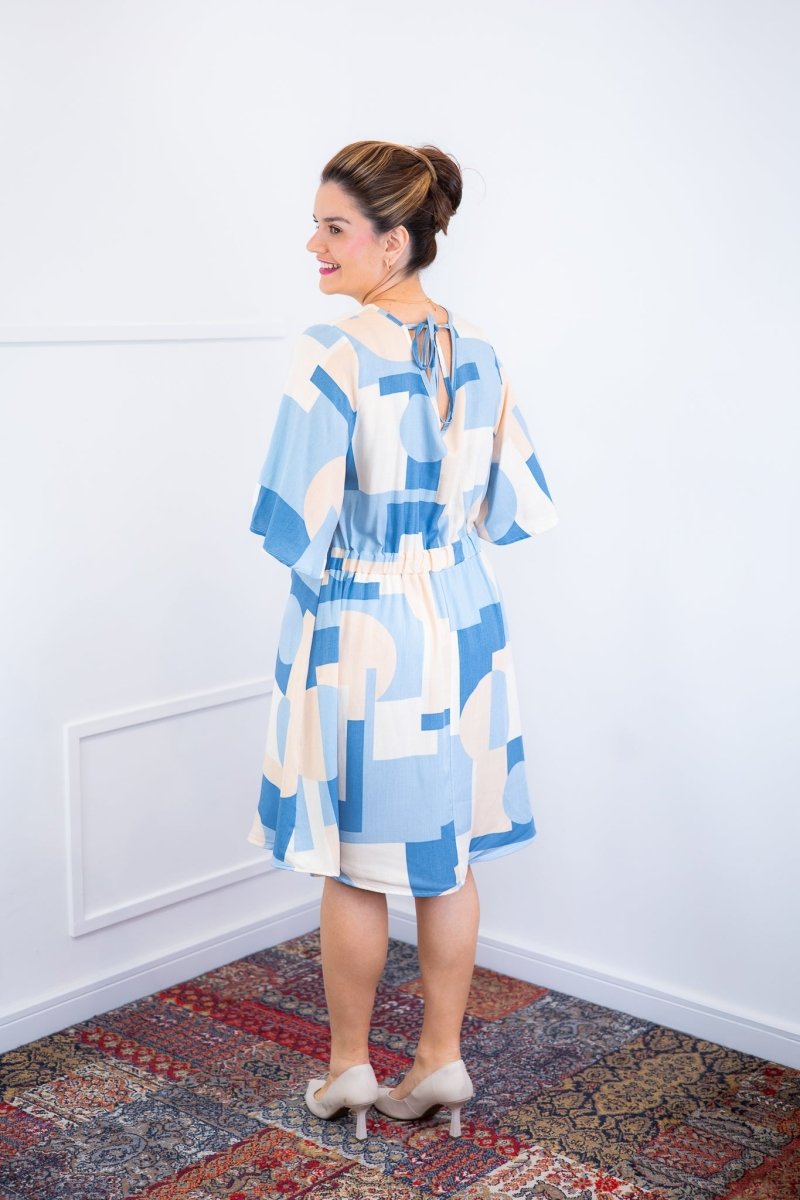 Vestido Sabrina - Decote V Manga Morcego em Viscolinho - Naguirre Shop