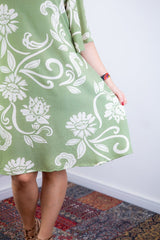 Vestido Sabrina - Decote V Manga Morcego em Viscolinho - Naguirre Shop