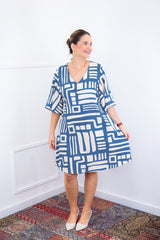 Vestido Sabrina - Decote V Manga Morcego em Viscolinho - Naguirre Shop