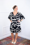 Vestido Sabrina - Decote V Manga Morcego em Viscolinho - Naguirre Shop