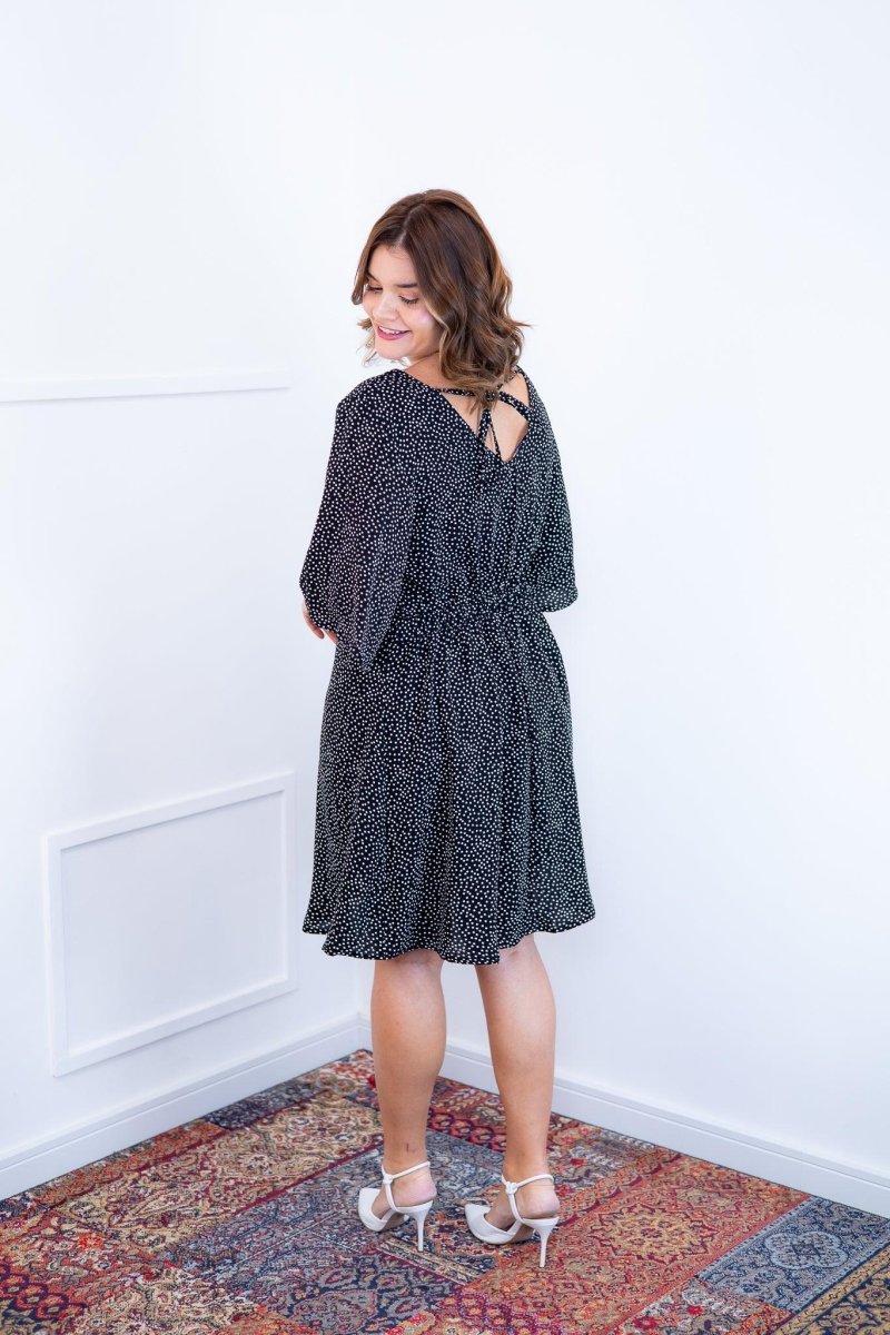 Vestido Sabrina - Decote V Manga Morcego em Viscolinho - Naguirre Shop