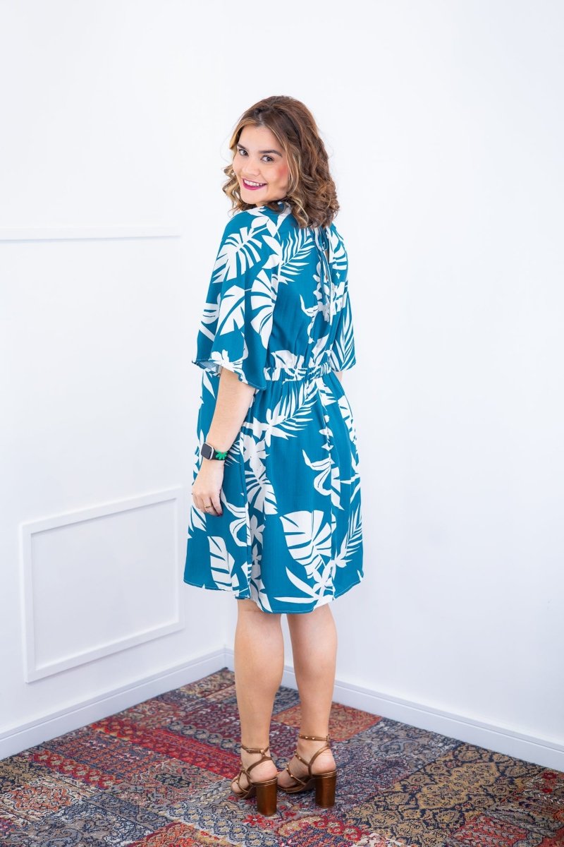 Vestido Sabrina - Decote V Manga Morcego em Viscolinho - Naguirre Shop