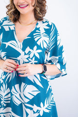 Vestido Sabrina - Decote V Manga Morcego em Viscolinho - Naguirre Shop