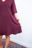 Vestido Sabrina - Decote V Manga Morcego em Viscolinho - Naguirre Shop