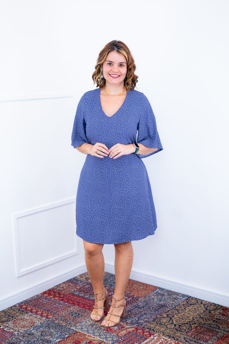 Vestido Sabrina - Decote V Manga Morcego em Viscolinho - Naguirre Shop