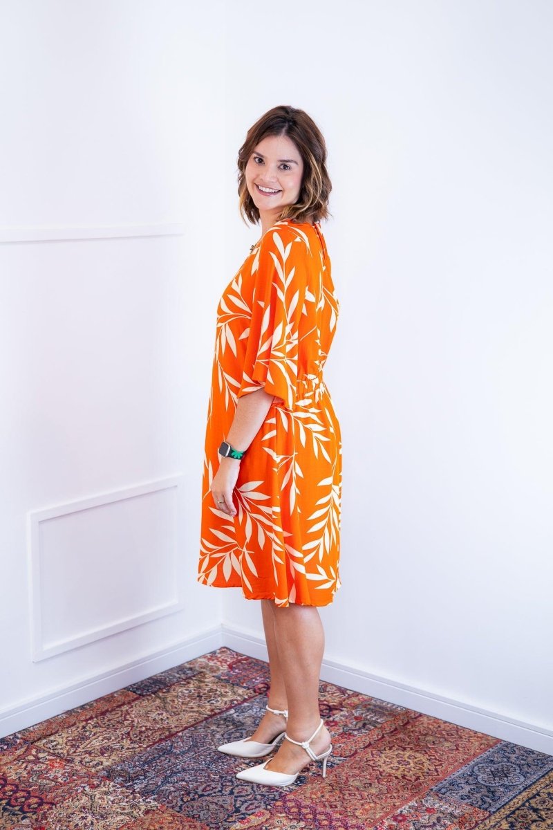 Vestido Sabrina - Decote V Manga Morcego em Viscolinho - Naguirre Shop