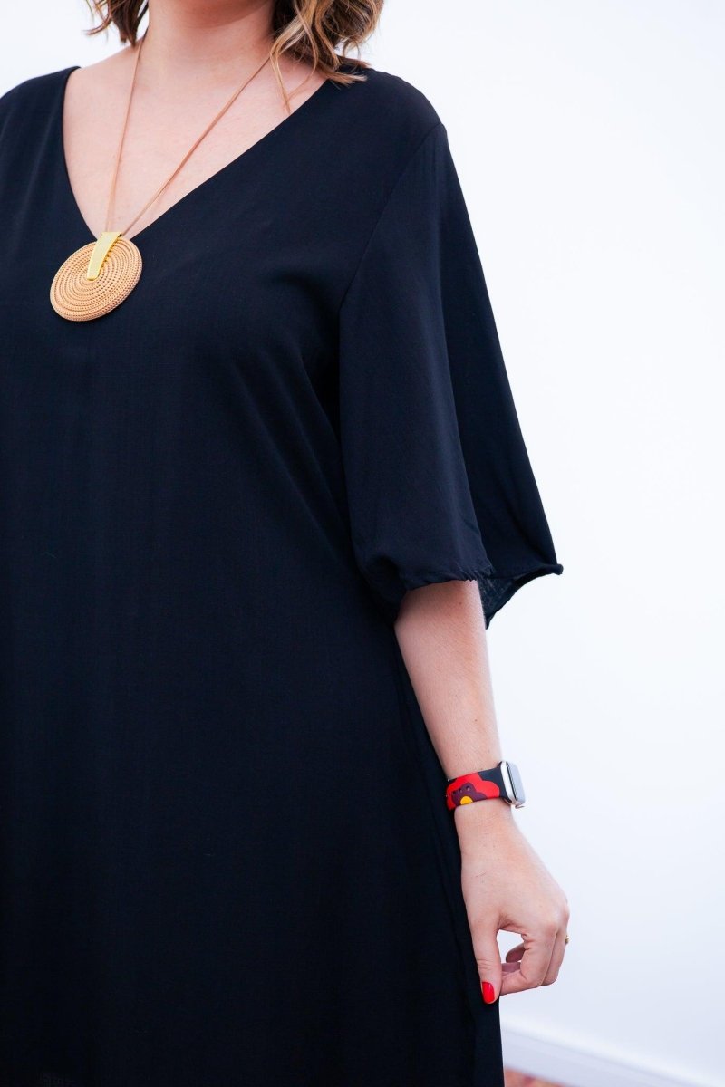 Vestido Sabrina - Decote V Manga Morcego em Viscolinho - Naguirre Shop