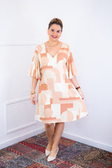 Vestido Sabrina - Decote V Manga Morcego em Viscolinho - Naguirre Shop