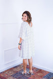 Vestido Sabrina - Decote V Manga Morcego em Viscolinho - Naguirre Shop