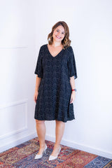 Vestido Sabrina - Decote V Manga Morcego em Viscolinho - Naguirre Shop