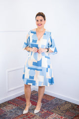 Vestido Sabrina - Decote V Manga Morcego em Viscolinho - Naguirre Shop