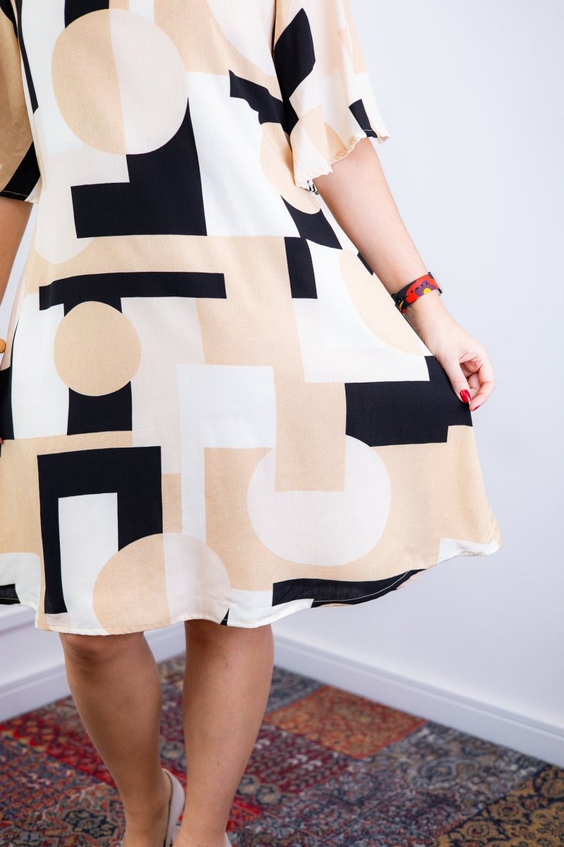 Vestido Sabrina - Decote V Manga Morcego em Viscolinho - Naguirre Shop