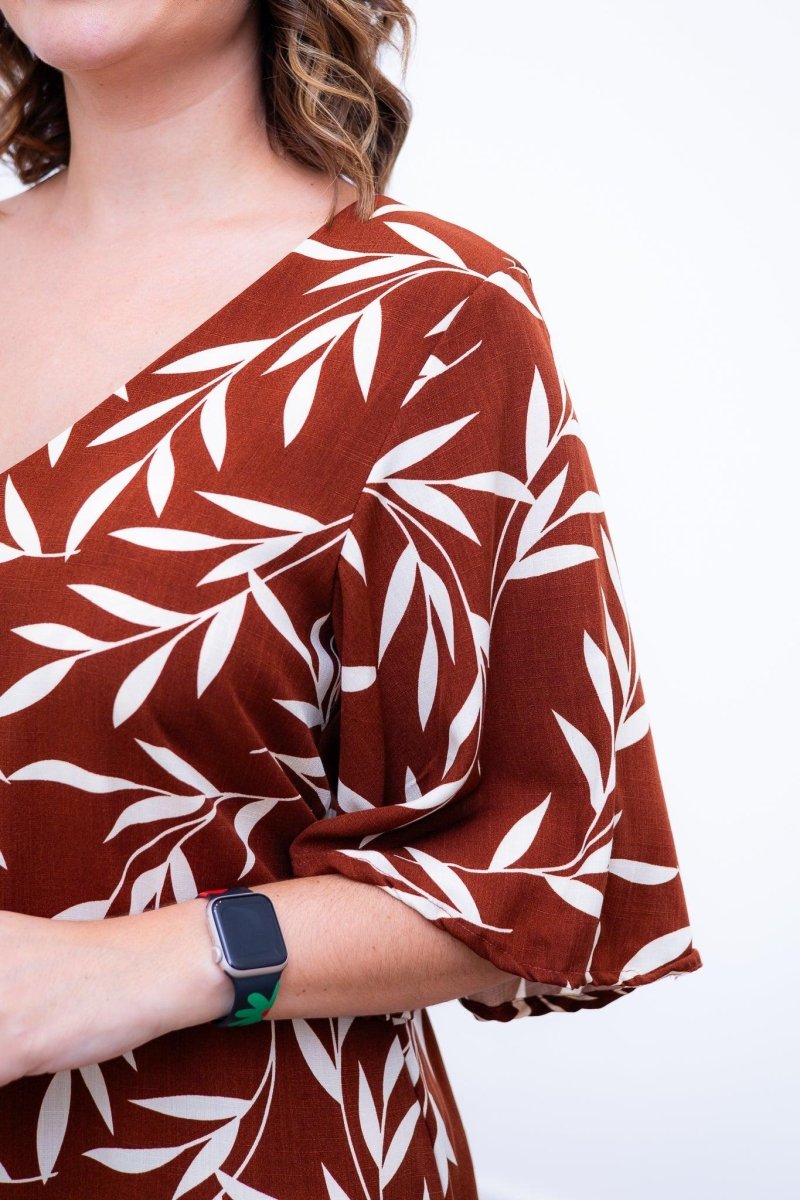 Vestido Sabrina - Decote V Manga Morcego em Viscolinho - Naguirre Shop