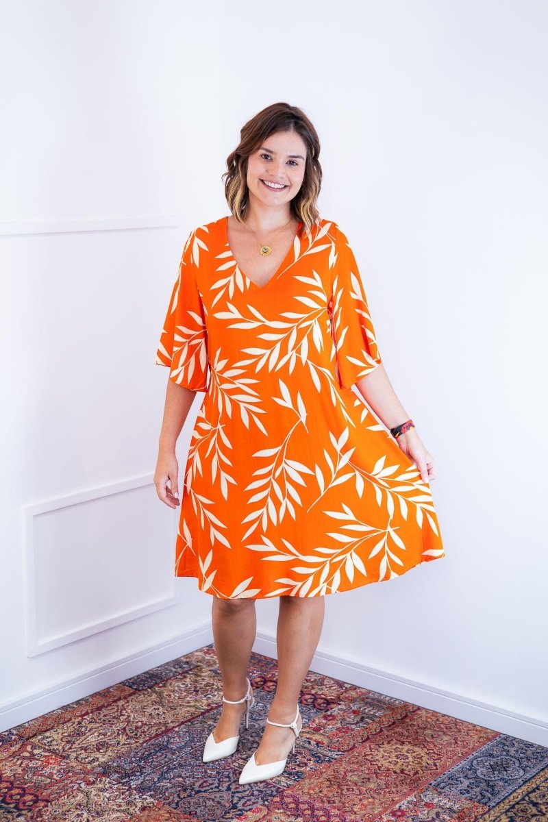 Vestido Sabrina - Decote V Manga Morcego em Viscolinho - Naguirre Shop