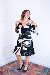 Vestido Sabrina - Decote V Manga Morcego em Viscolinho - Naguirre Shop