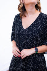 Vestido Sabrina - Decote V Manga Morcego em Viscolinho - Naguirre Shop