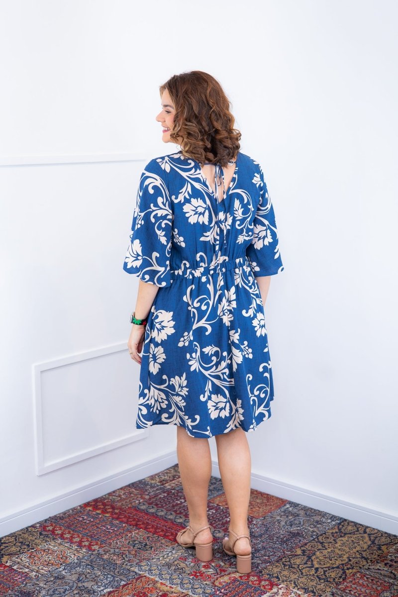 Vestido Sabrina - Decote V Manga Morcego em Viscolinho - Naguirre Shop